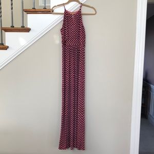 Loft Peach/Blue Chevron Column Maxi Dress